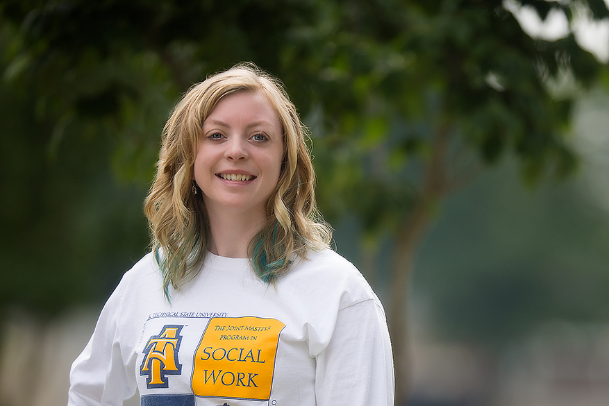 female social work student on campus