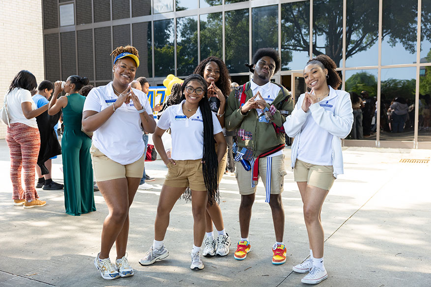 female students sitting at Orientation