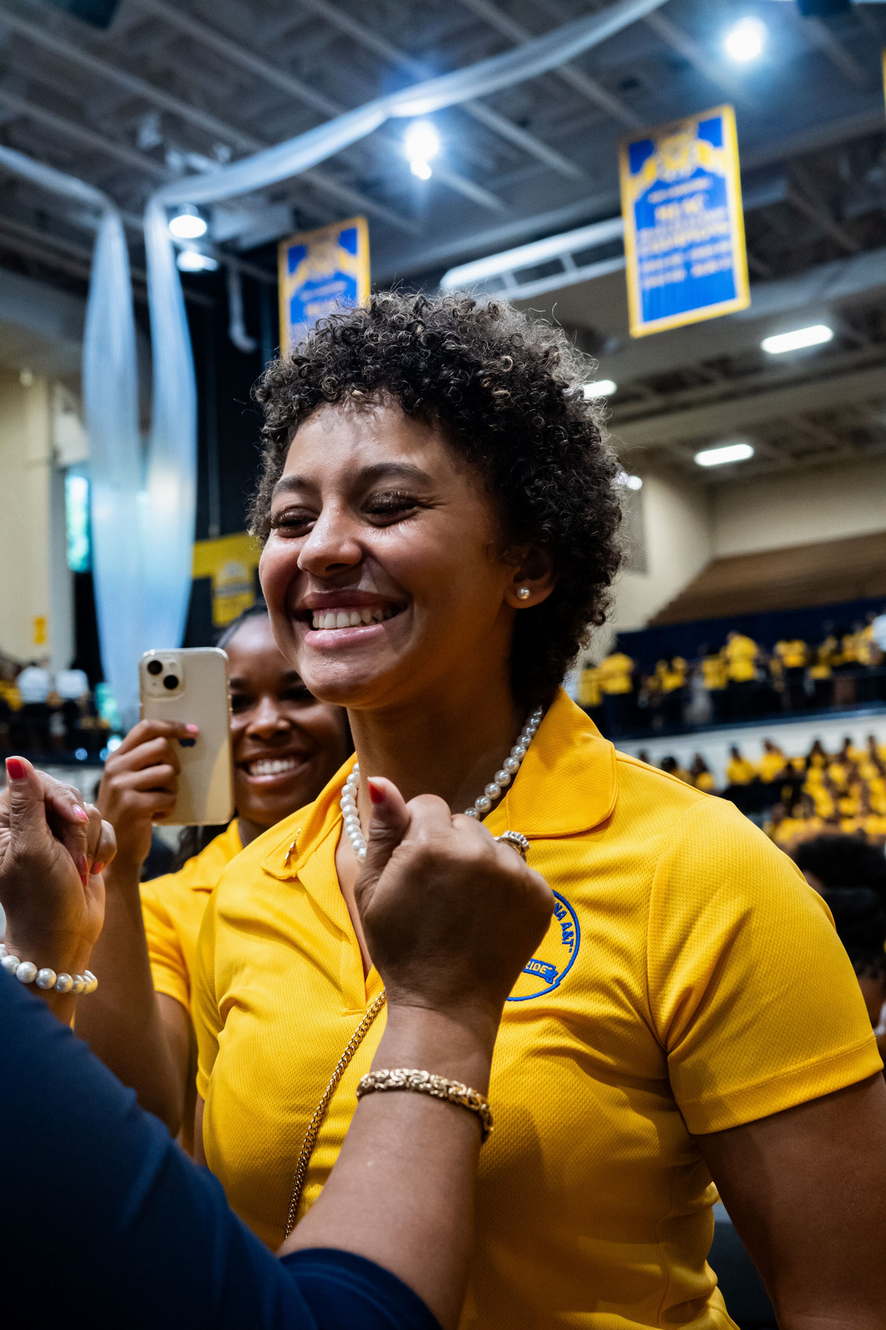 A first year student getting pinned at Induction Ceremony
